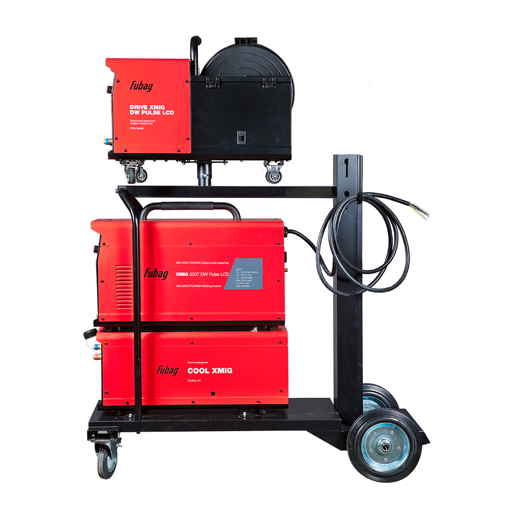 Сварочный полуавтомат FUBAG XMIG 500T DW PULSE (380 В) + под. мех., горелка, шланг 5 м, блок охл., тележка