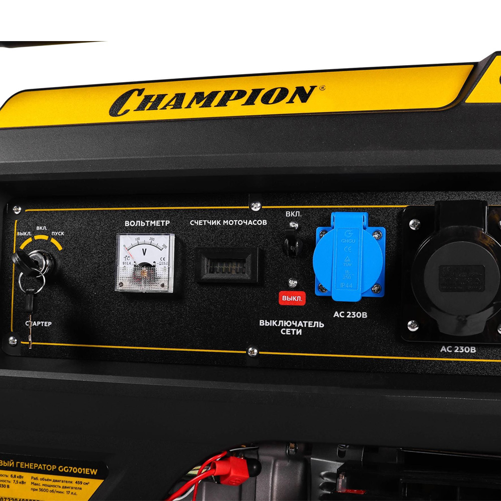 Электростанция GG7001EW (220 В, бензин, эл.старт колеса, счетчик), CHAMPION
