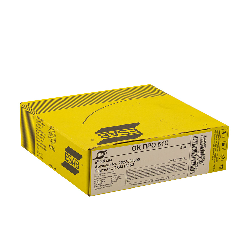 Проволока омеднен. ESAB OK ПРО 51С ф 0,8 мм (кассета 5 кг, аналог SM-70, SG-2)