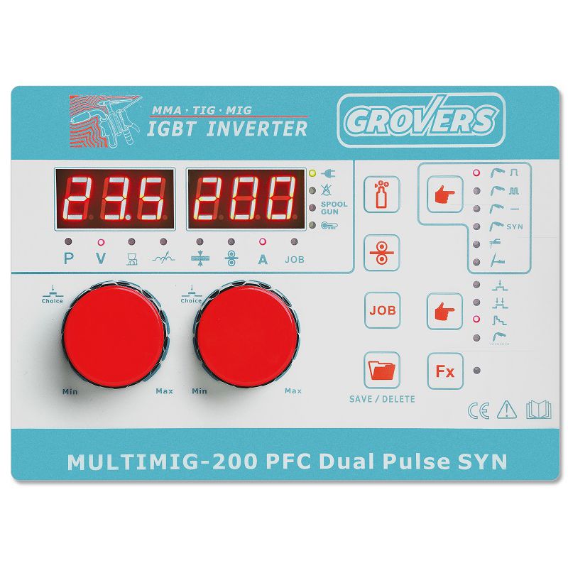 Сварочный полуавтомат GROVERS MULTIMIG 200 PFC DUAL PULSE SYN (220В; 10-200А; 6,2кВт; 20кг)