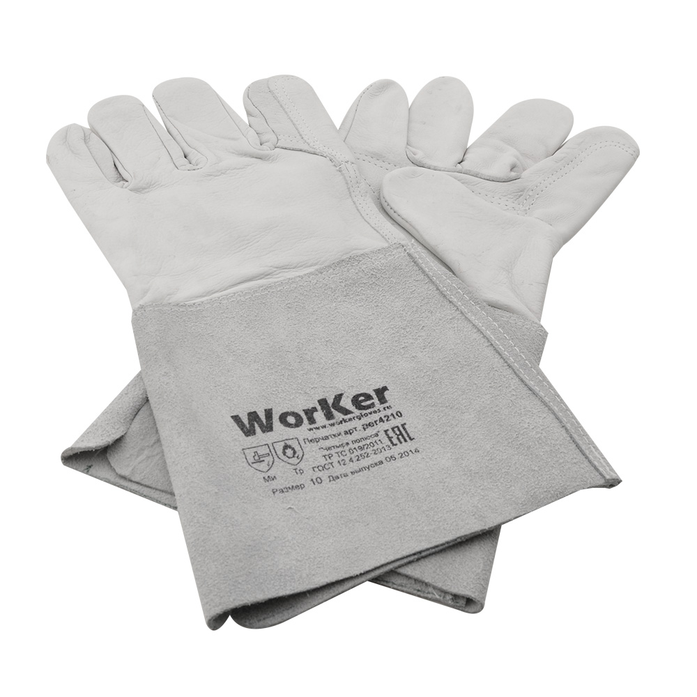Краги пятипалые WorKer спилок/кожа (ладонь усилена, для аргоновой сварки)
